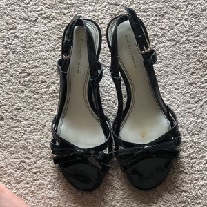 Black Platten Leather Predictions Wedges